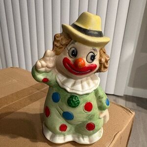 Vintage Enesco 1960's Happy Clown Porcelain Ceramic Bell 5"
